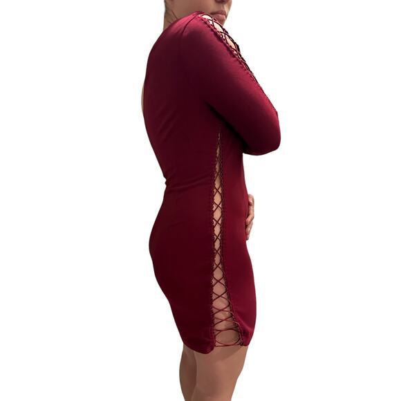 TOBI maroon one shoulder dress - Medium - Picture 4 of 7